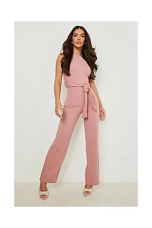 Boohoo Asymmetric Belted Straight Leg Jumpsuit
