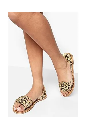 Boohoo Wide Fit Leopard Woven Leather Ballet Flats