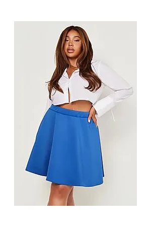 Boohoo Plus Basic Micro Fit And Flare Skater Skirt