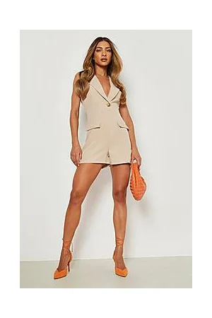 Boohoo Sleeveless Collared Playsuit