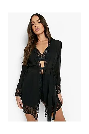 Boohoo Sheer Lace Trim Robe