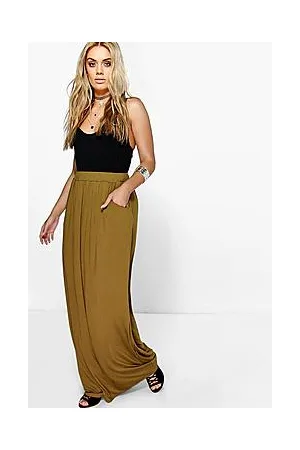 Boohoo Plus Pocket Front Jersey Maxi Skirt