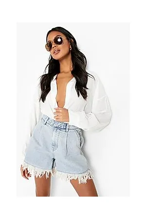 Boohoo High Waisted Extreme Ripped Denim Shorts