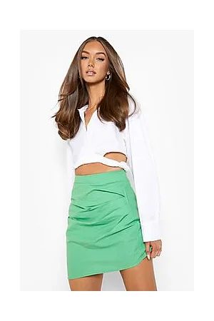 Boohoo Ruched Side Asymmetric Mini Skirt