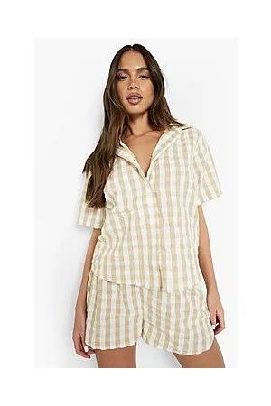 Boohoo Sheer Sucker Check Mix & Match Pj Shirt