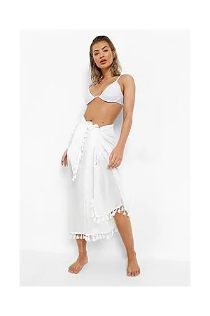 Boohoo Tassel Trim Tie Beach Sarong