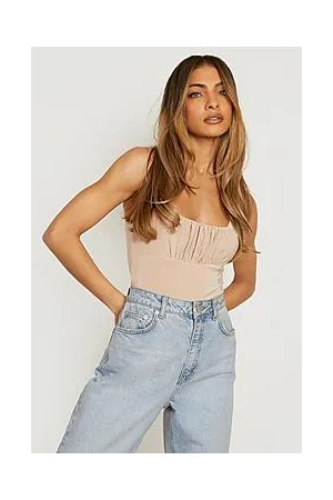 Boohoo Slinky Ruched Sleeveless Bodysuit