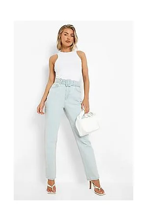 Boohoo Buckle Belted Tapered Jeans