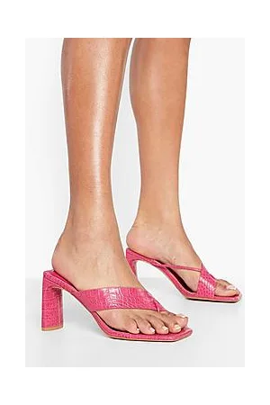 Boohoo Cross Strap Croc Mule