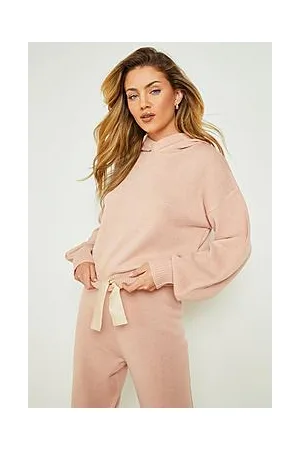 Boohoo Woman Ribbon Crop Knitted Hoodie