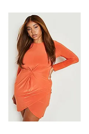 Boohoo Plus Slinky Twist Front Wrap Dress