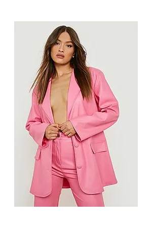 Boohoo Leather Look Oversized Blazer