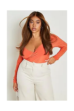 Boohoo Plus Double Layer Wrap Detail Bodysuit