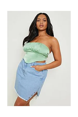 Boohoo Plus Chain Distressed Hem Denim Skirt