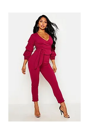 Boohoo Wrap Rouche Top And Trouser Co-Ord Set