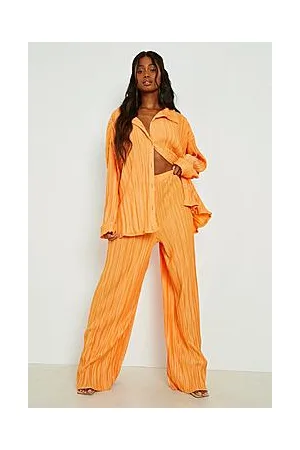 Boohoo Matte Plisse Wide Leg Trousers