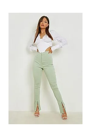 Boohoo Split Front Skinny Woven Stretch Trouser