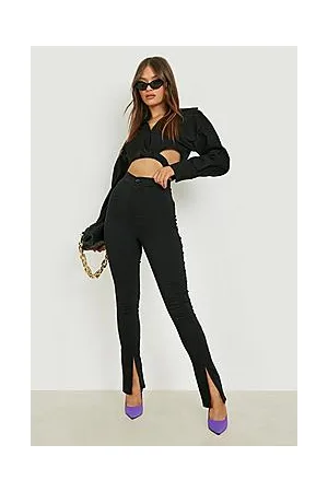 Boohoo Split Front Skinny Woven Stretch Trouser