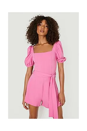 Boohoo Tall Volume Sleeve Belted Playsuit