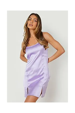 Boohoo Satin Strappy Split Hem Mini Dress