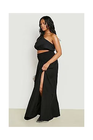 Boohoo Plus One Shoulder Poplin Maxi Co-ord