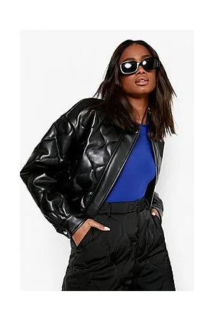 Boohoo Quilted Faux Leather Bomber Jacket