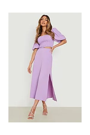 Boohoo Textured Shirred Crop & Midi Skirt