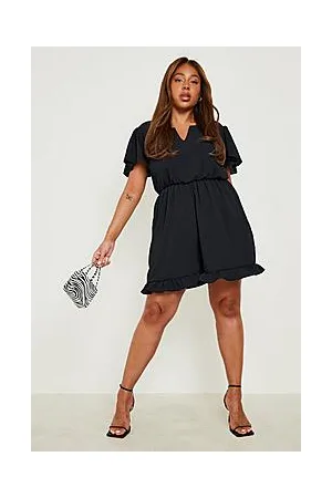 Boohoo Plus Woven Plunge Frill Detail Playsuit