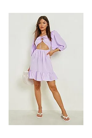 Boohoo Volume Sleeve Cut Out Mini Dress