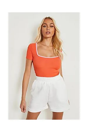 Boohoo Square Neck Contrast Trim Bodysuit