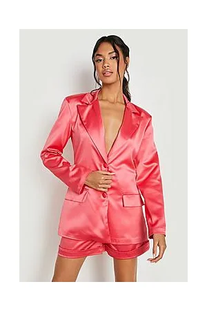 Boohoo Satin Fitted Tailored Blazer
