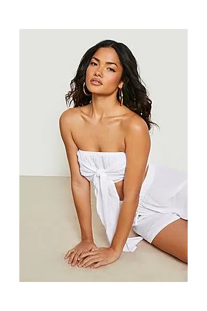 Boohoo Sustainable Crinkle Tie Bandeau Beach Top