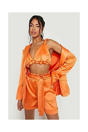 Boohoo Satin Paperbag Waist Tailored Shorts