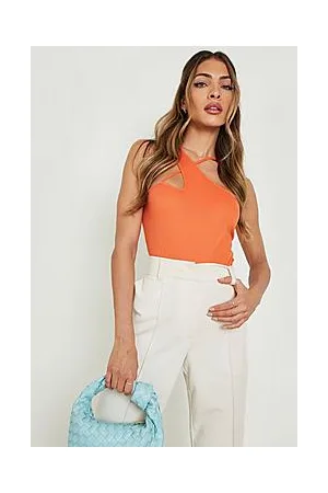 Boohoo Rib Cut Out Asymmetric Bodysuit