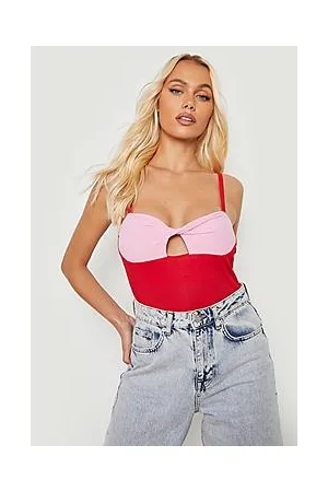 Boohoo Two Tone Twist Front Bodysuit