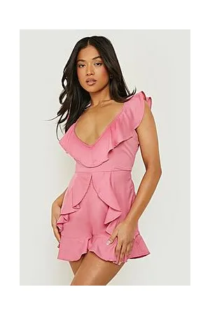 Boohoo Petite Ruffle Woven Playsuit