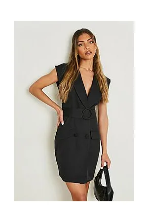 Boohoo Sleeveless Belted Tailored Blazer Dress