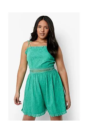 Boohoo Plus Broderie Trim Detail Playsuit