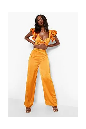 Boohoo Occasion Matte Satin Wide Leg Trousers