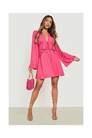 Boohoo Tie Front Ruffle Blouse & Mini Skirt