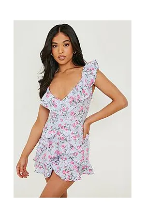 Boohoo Petite Ditsy Spot Floral Ruffle Playsuit