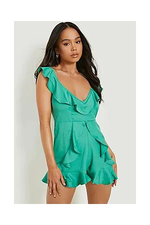 Boohoo Petite Ruffle Woven Playsuit