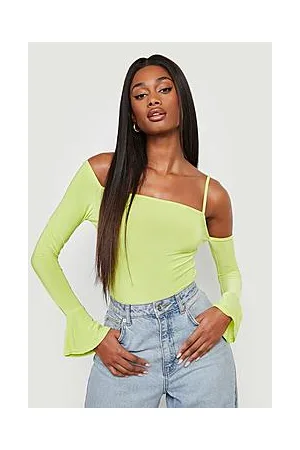 Boohoo Flare Cuff Slinky Bodysuit