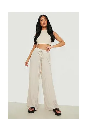 Boohoo Tall Pleated Tie Waist Wide Leg Trouser