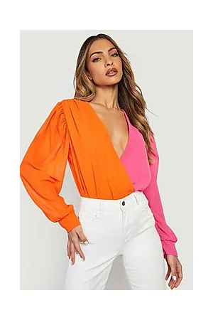 Boohoo Colour Block Wrap Bodysuit