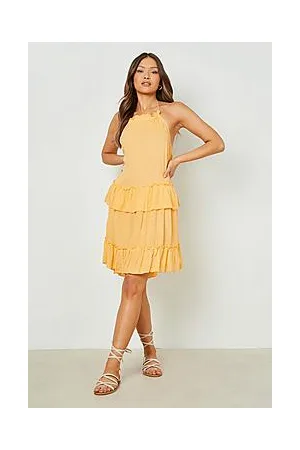 Boohoo Halter Neck Frill Detail Mini Dress