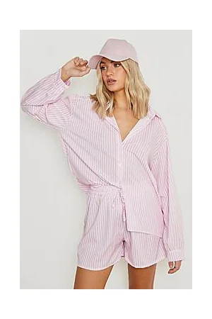 Boohoo Cotton Poplin Striped Shirt & Shorts Set