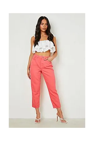Boohoo Petite High Waist Crop Straight Leg Jean