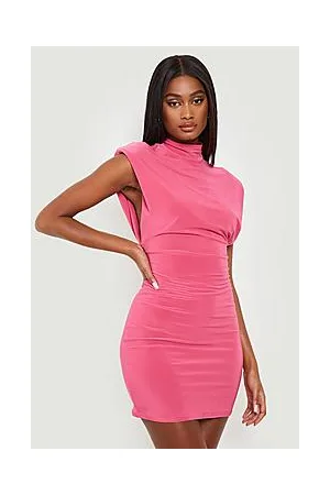 Boohoo Double Slinky Sleeveless Shoulder Pad Dress