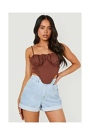 Boohoo Petite Denim Roll Up Hem Mom Short